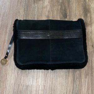 UGG Shearling & Suede Shoulder Bag/ Clutch black
